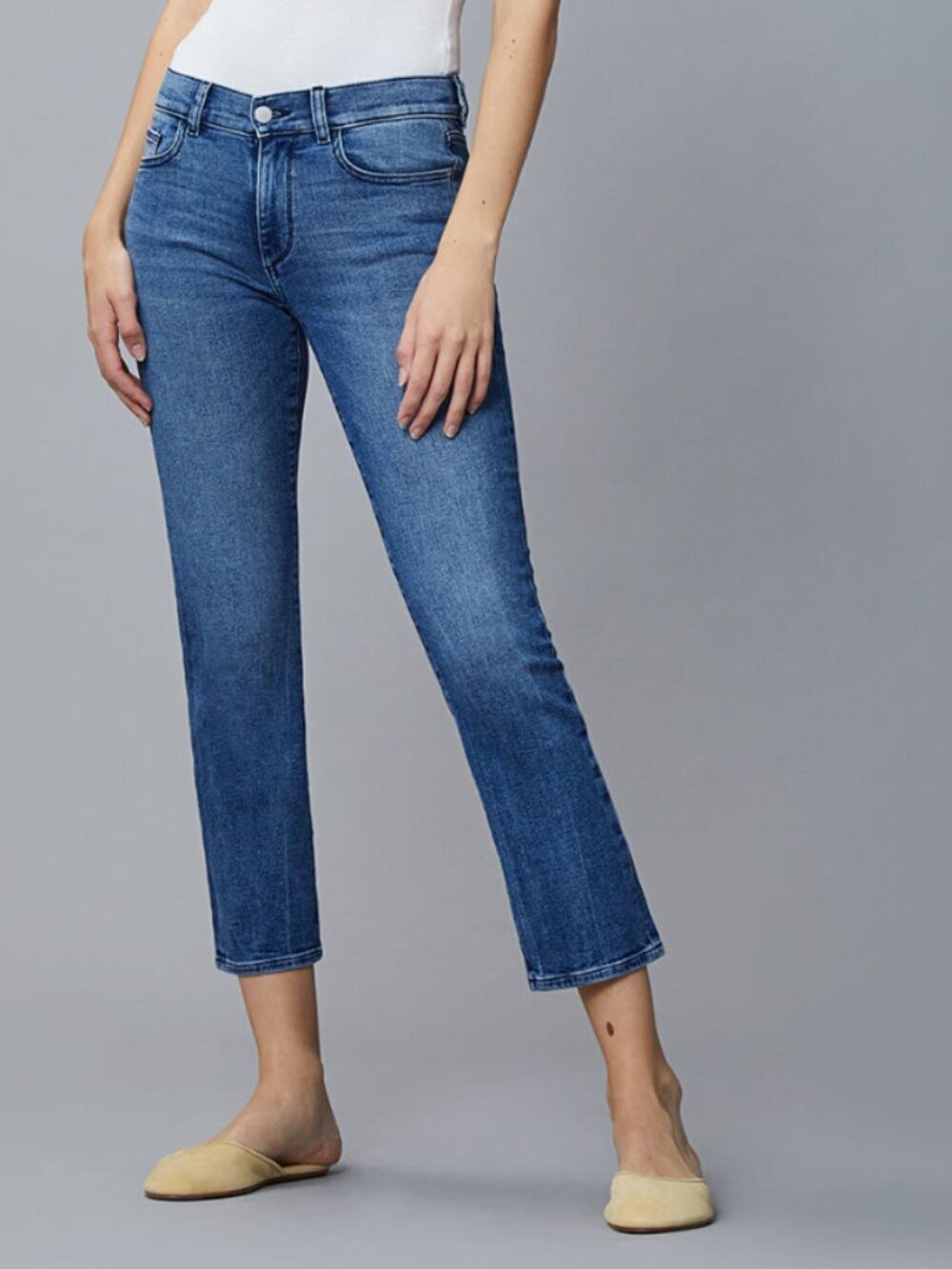 DL1961 Mara Straight Mid Rise Ankle Jean in Blue Bird Size 28